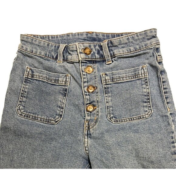 H&M Divided Women"s Sz 6 Blue High Rise Mom Jeans Button Fly Denim Cropped City - Picture 3 of 11